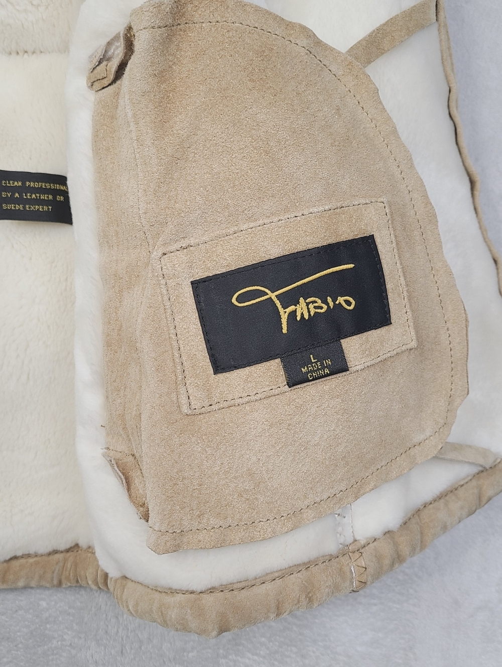 Vintage Fabio Penny Lane Suede Leather Coat Jacket Womens Large Tan Beige Lined - Picture 6 of 16